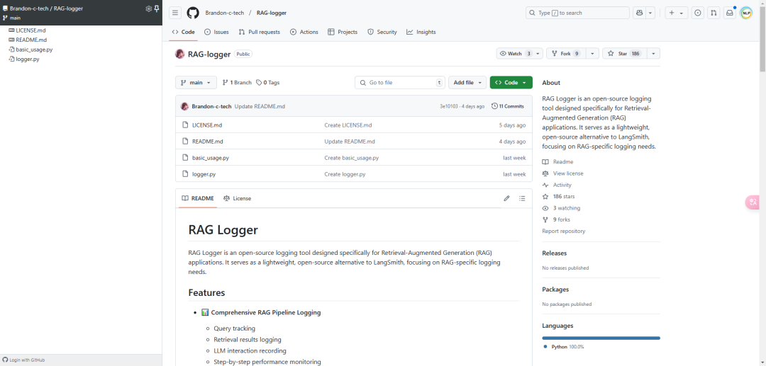 RAG Logger: A Lightweight Logging Tool for RAG Applications