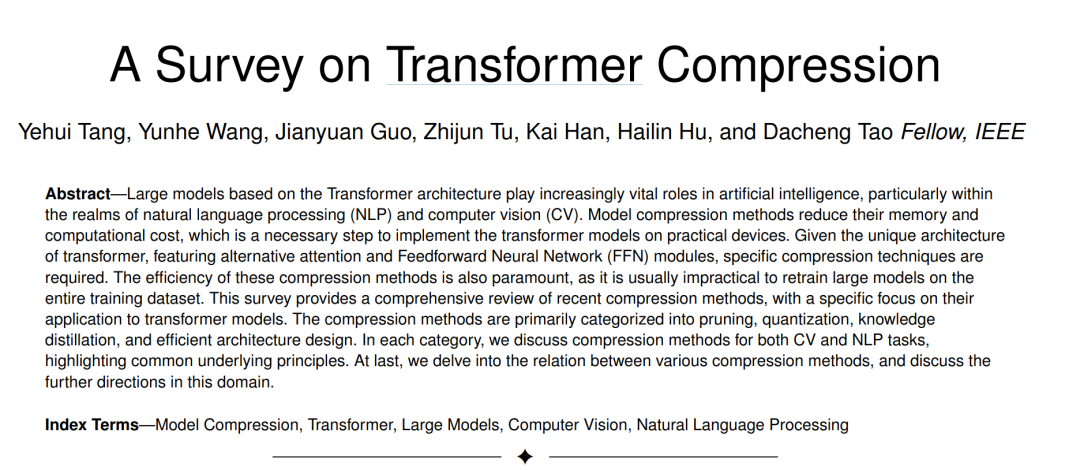 Overview of Transformer Compression