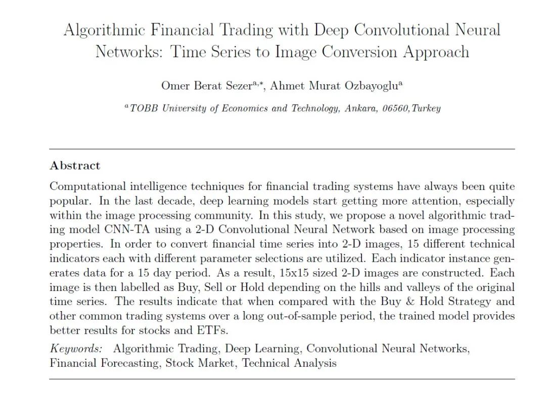 Introduction to Quantitative Trading Using CNN Neural Networks