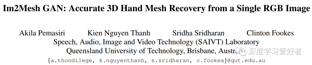 Im2Mesh GAN: Recovering 3D Hand Mesh from a Single RGB Image