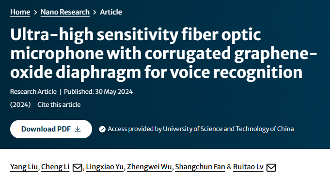 Ultra-High Sensitivity Fiber Optic Microphone with Corrugated Graphene Diaphragm for Voice Recognition