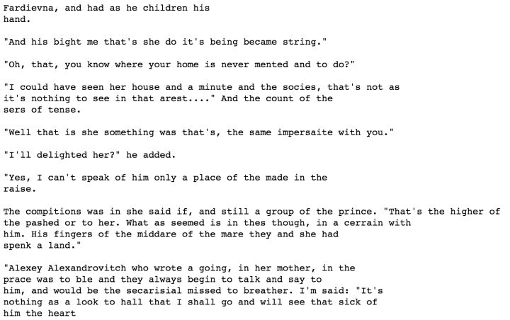 Text Generation with LSTM Based on Anna Karenina