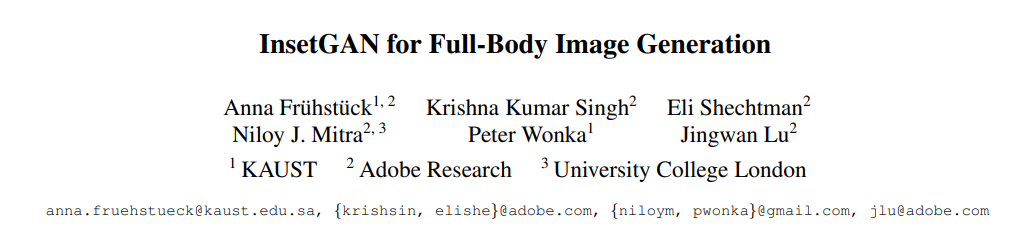 InsetGAN: Stunning Full-Body Image Generation at 1024x1024 Resolution (CVPR 2022)