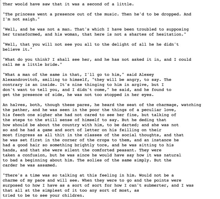 Text Generation with LSTM Based on Anna Karenina