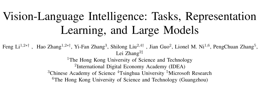Visual-Language (VL) Intelligence: Tasks, Representation Learning, and Large Models