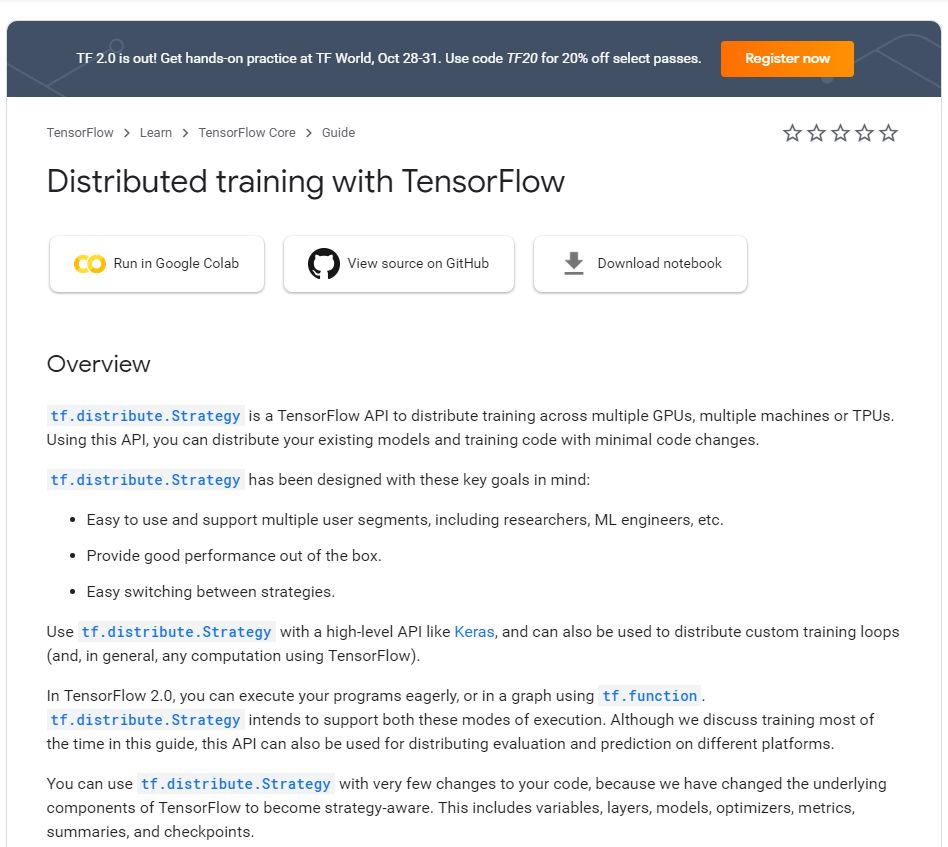 Official TensorFlow 2.0 Distributed Training Tutorial