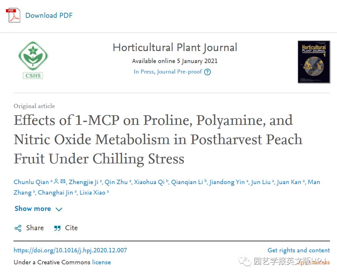 Effects of 1-MCP on Proline, Polyamine, and Nitric Oxide Metabolism in Postharvest Peach Fruits under Chilling Stress