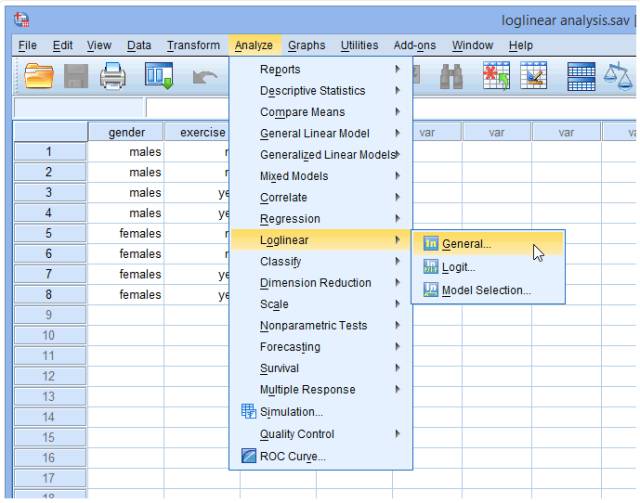 SPSS Operation: Log-Linear Model Tutorial