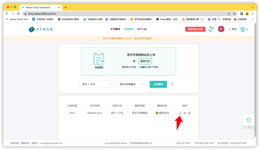 ATMAN: The Translation Tool Focused on the Pharmaceutical Field
