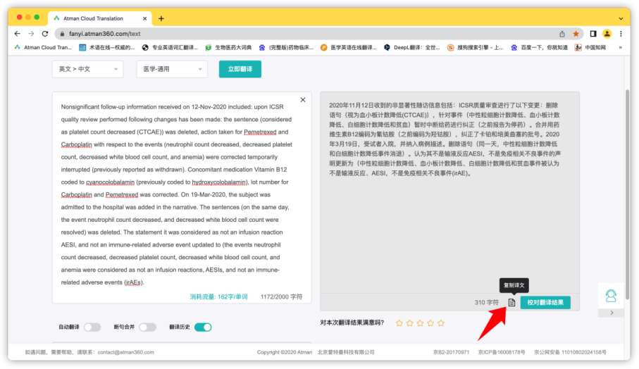 ATMAN: The Translation Tool Focused on the Pharmaceutical Field