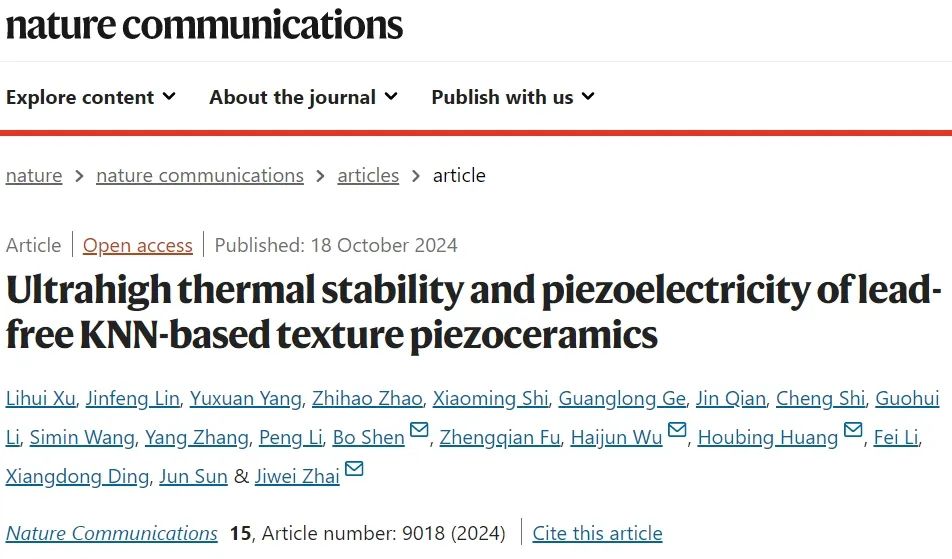 Innovative Diffusion-Type PPB Interface in KNN Piezoelectric Ceramics