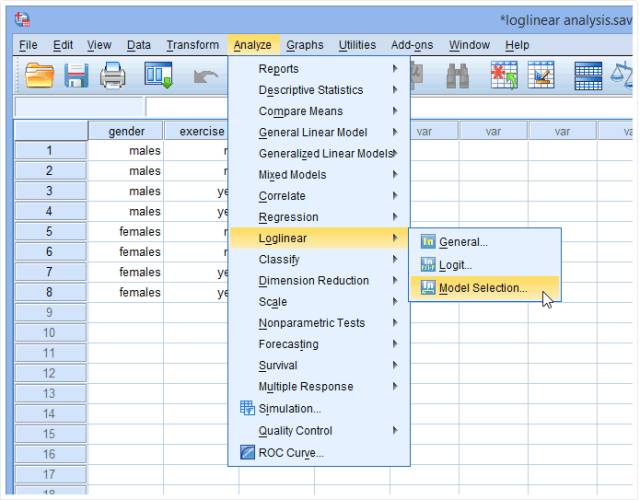 SPSS Operation: Log-Linear Model Tutorial