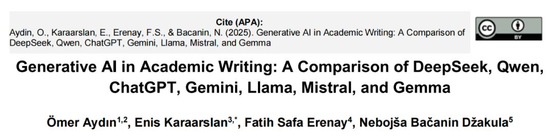 Comparing Generative AI in Academic Writing: DeepSeek, ChatGPT, and More