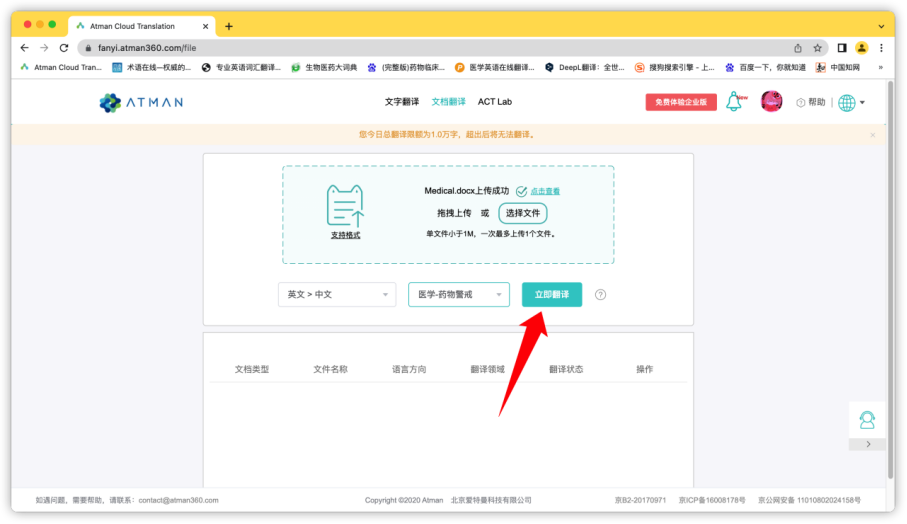 ATMAN: The Translation Tool Focused on the Pharmaceutical Field