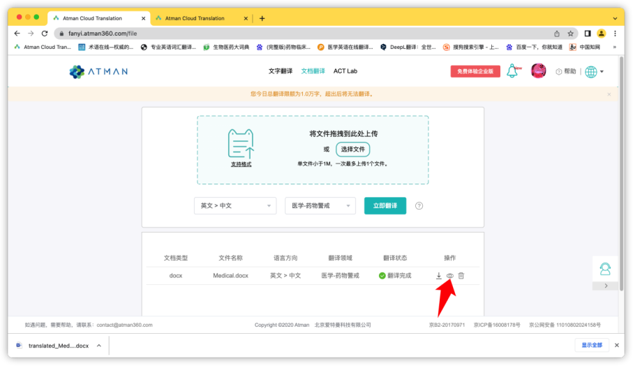 ATMAN: The Translation Tool Focused on the Pharmaceutical Field