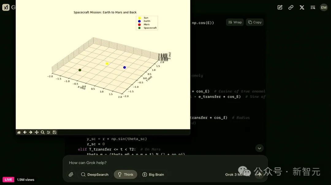 Grok-3 Successfully Generates 3D Code for Earth Launch, Mars Landing, and Return
